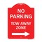 Signmission No Parking Tow Away Zone W/ Right Arrow, Red & White Aluminum Sign, 18" x 24", RW-1824-23609 A-DES-RW-1824-23609 - alternate 1